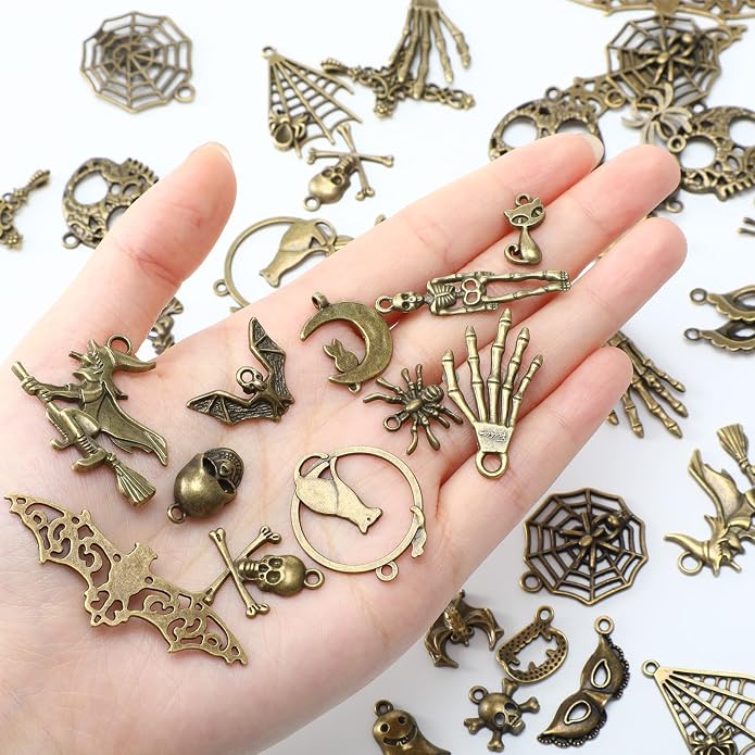 Hicarer 80 Pieces Antique Silver Pendants Charms Pendants Gothic Jewelry Making - Image 5