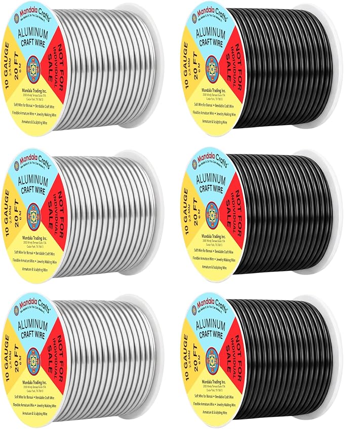 Mandala Crafts 10 Gauge Silver Tone Black Anodized Aluminum Craft Wire | 120 FT by MandalaCrafts
