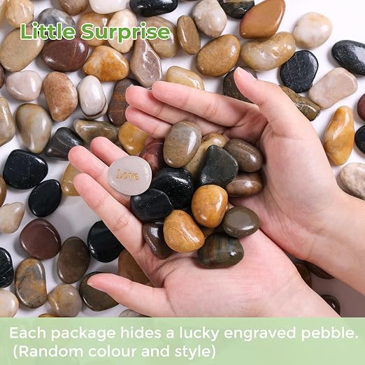 SIDONG 10 LB Mixed River Rocks, 0.4-1.2 Inches Highly Polished Pebbles - Image 2