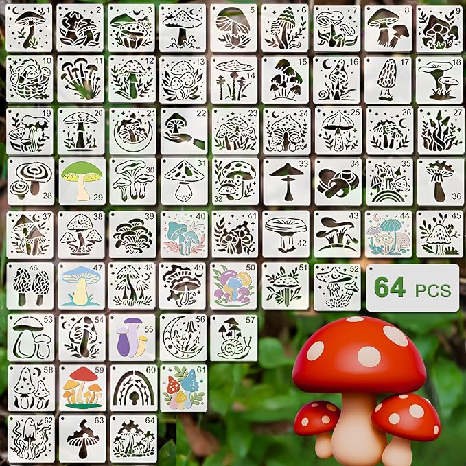 Felixcraft Mushroom Stencils for Painting, Durable PET Material for Wood Signs by Felixcraft-DIYDreamscape