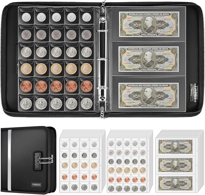 Coin Collection Book Holder for Collectors, Fireproof Coin Collection Supplies by YTONET