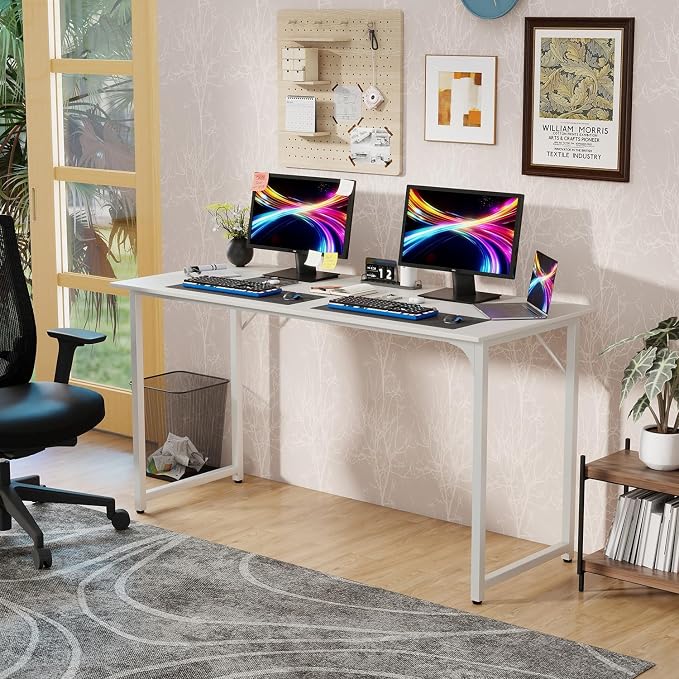 PayLessHere | 55 Inch Computer Desk | White | Office Desk - Image 2