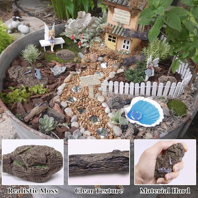 Morofme 7pcs Diorama Rocks Plastic Tree Stump Mini Rockery Stone - Image 2