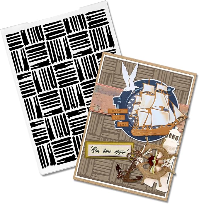 Threetols Stripe Embossing Folder, Wood Stick Background Embossing Folder by Threetols
