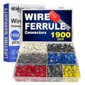New Age America® 1900pcs Wire Ferrules Kit | AWG 22-10 | Copper & Nylon | Insulated Cord Pin End Terminal | Cable Ferrules | Wire Ends Terminal Kit | AWG 22, 20, 18, 16, 14, 12, 10 | Crimp Connectors