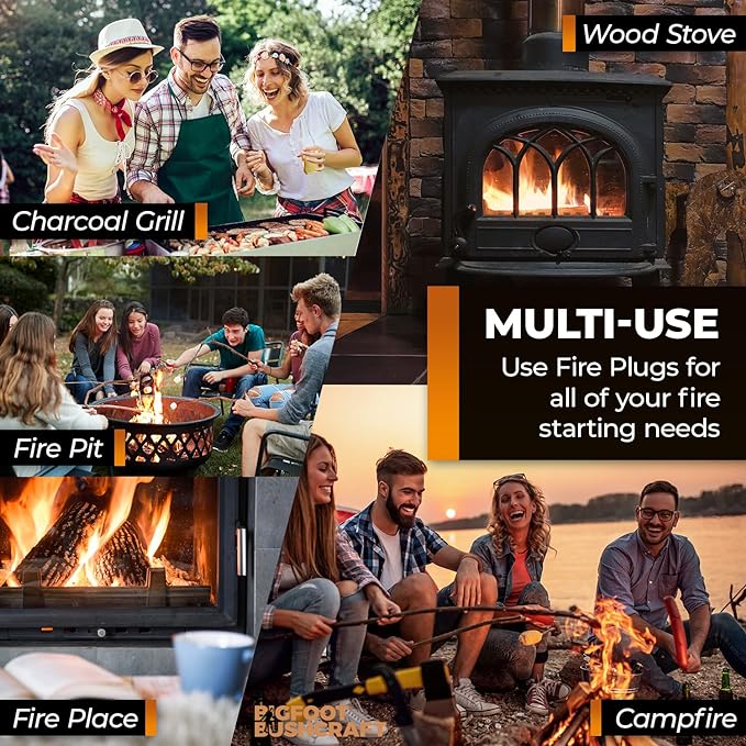Non-Toxic Waterproof Fire Starters with 5+ Minute Burn for Emergencies, Survival, Campfires, Fire Pits, Grills - Made in The USA - 30 Pack