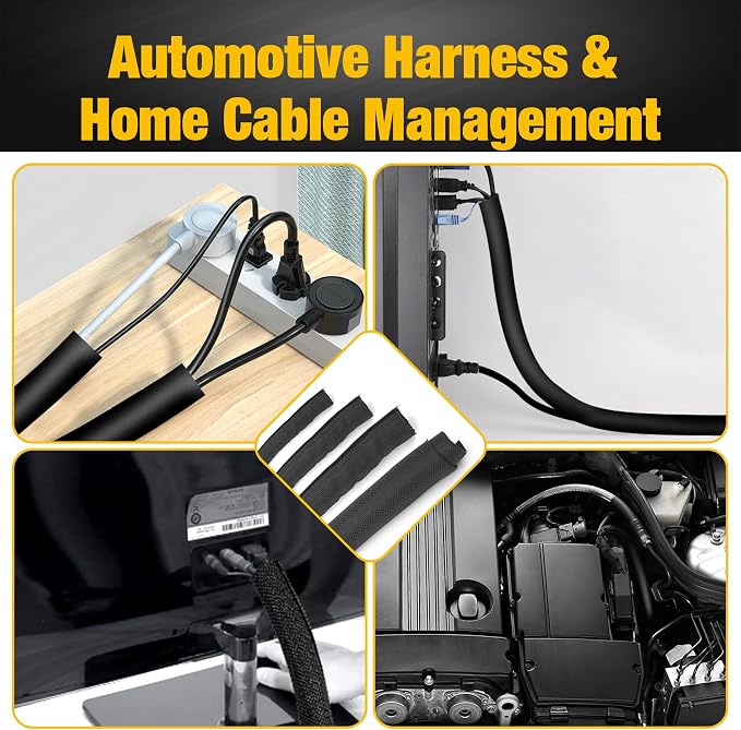 118 Inch Cable Sleeves Sheath, Braided Wire Loom Tubing Cord Protectors from - Image 5
