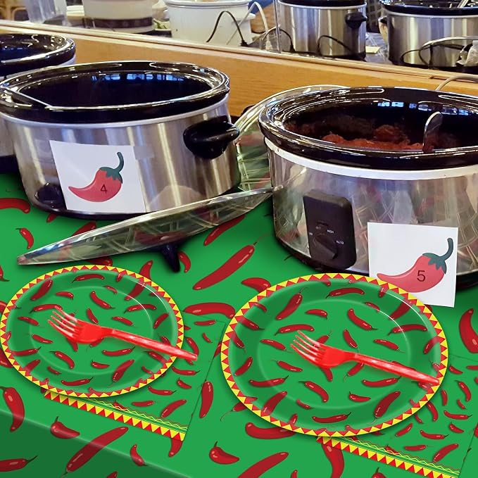 100 Pcs Chili Cook Off Party Plates and Napkins Set Pepper Birthday Decorations - Image 7