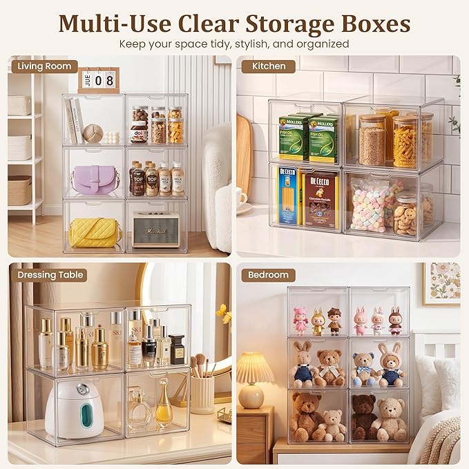 XX-Large Clear Acrylic Display Case, 3 Pack | Extra Large, Stackable Storage - Image 4