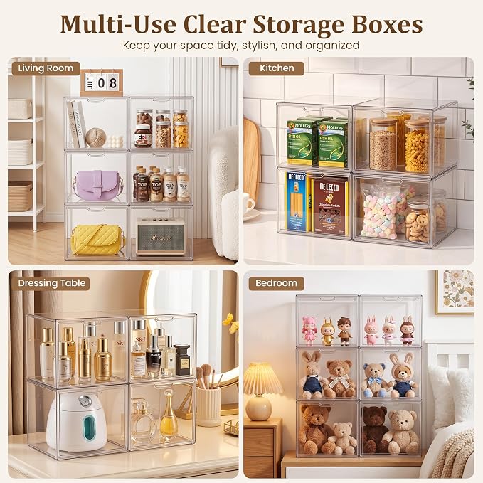 XX-Large Clear Acrylic Display Case, 1 Pack | Extra Large Stackable Storage Bins - Image 4