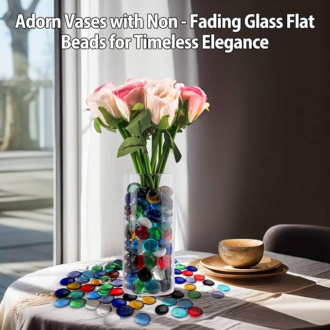 1LB Mix Glass Marbles, Transparent and Smooth Flat Glass Beads - Image 2