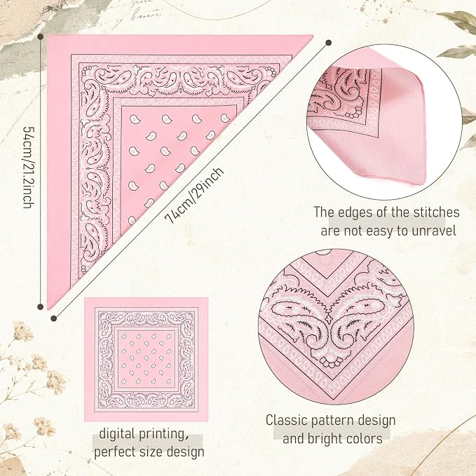 100 Pack Bandanas Unisex Paisley Bandanas Bulk Multi Purpose Cowboy Head Wrap - Image 3