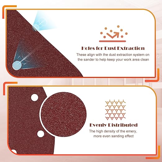 120 Grit Mouse Sander Sandpaper, Jamiikury 5 Hole Detail Sander Sandpaper Palm Sander Paper Mouse Sanding Pads Hook and Loop Sanding Sheets - Pack of 20
