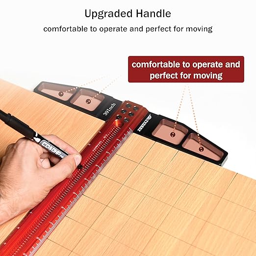 TYDEEY 12, 24, 31, 39 in Precision Ruler Square T-Shaped Woodworking Scriber Measuring Tool, Aluminum Alloy Architect Ruler for Carpenter Work, T Type Wood Layout and Measuring Tools (39 Inch)