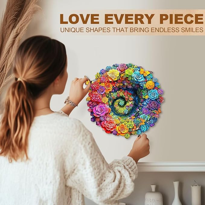 Rainbow Vortex Succulents Puzzles Adults Gifts Wooden 85 Pieces 8.5 * 8in - Image 5