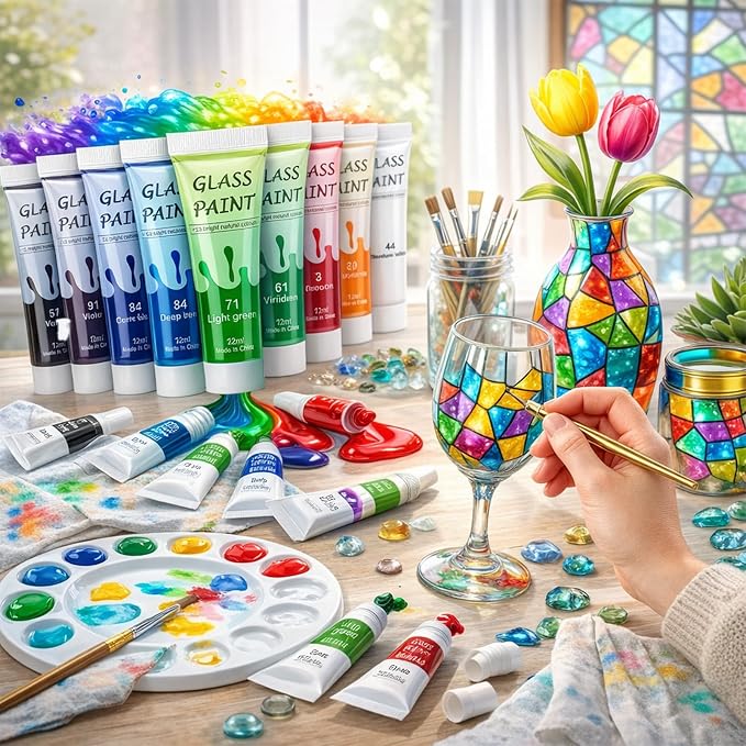 Acrylic Glass Paint Kit Transparent Stained Glass Paint - Image 6