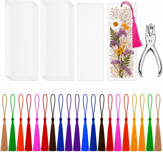 DSYIL 101 DIY Bookmark Making Kit, 50 Clear Laminating Bookmarks Pouches by DSYIL