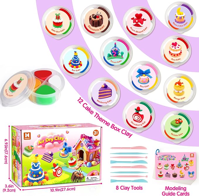 Air Dry Clay Kit, 12 Cake Modeling Clay - Image 2