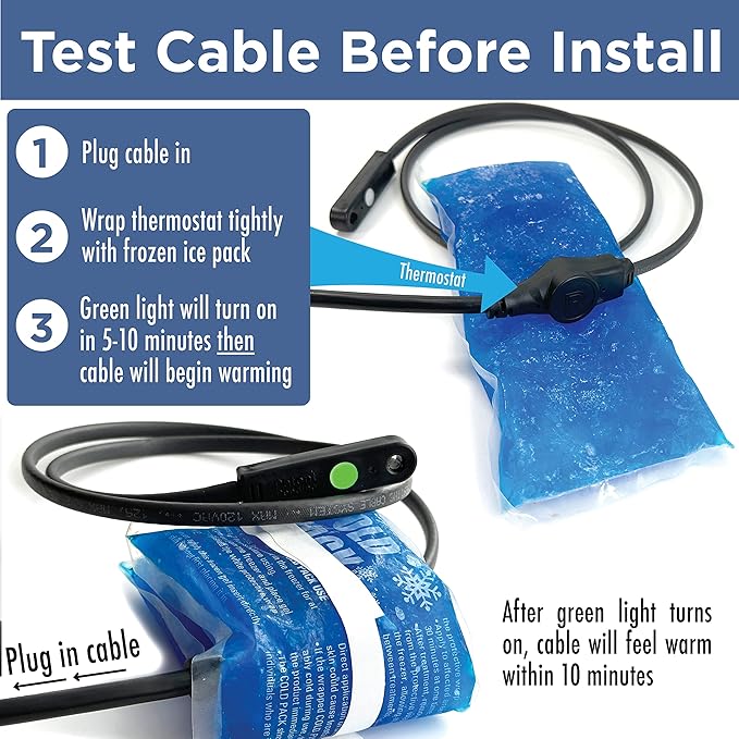 Radiant Solutions Company Intelligent Heat Tape for Water Pipe Freeze Protection - with GlowCap™, Built-in Thermostat, Tape Included, 10-yr Warranty, Heavy-Duty, Self-Regulating, 120V (60 Ft)