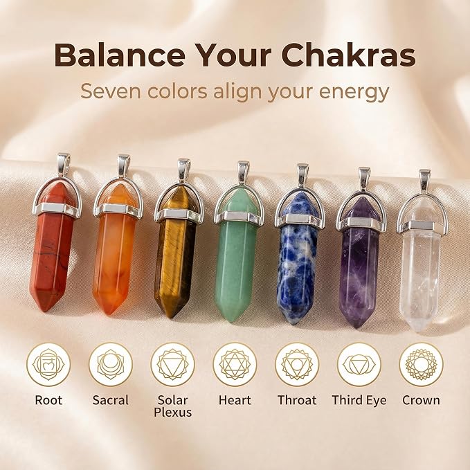 Crystal Pendants Mutilcolor 50pcs Gemstone Bullet Meditation Healing Pointed - Image 5