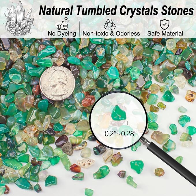 Green Agate Crushed Stone Tumbled Chips 0.88 Lb, Tumbled Polished Crystal Chips - Image 2