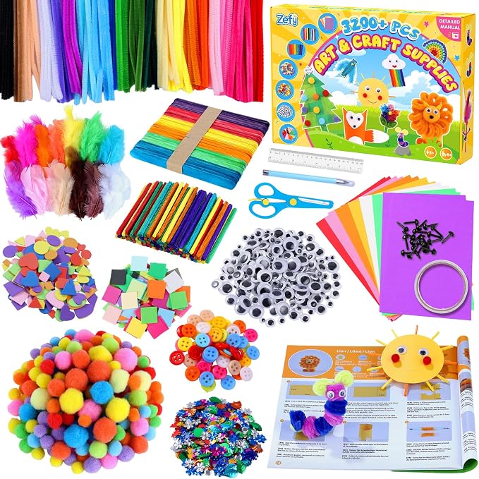 Zefy 3200+ Pcs Arts and Crafts Supplies by Zefy