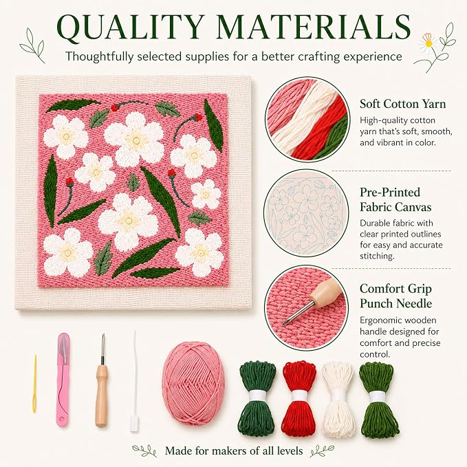 HRTHRT Punch Needle Kit for Beginners, 9.8" Frame Yarn Craft Set. | Punch - Image 8