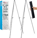 U.S. Art Supply 63" High Metal Folding Display Easel by USArtSupply