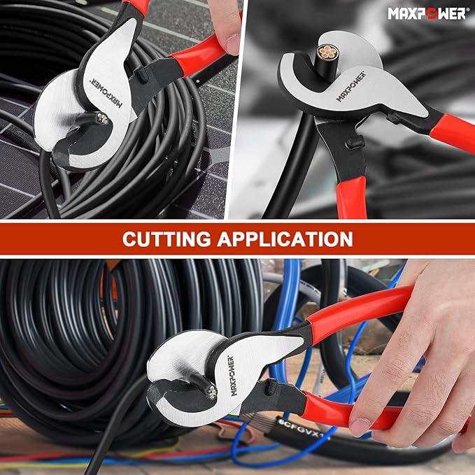 MAXPOWER Cable Cutters Set, 10-inch and 14 in-ch Heavy Duty Cable Cutters for Cutting Copper and Aluminum Cable-2 Pack