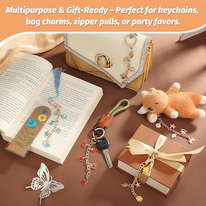 500Pcs Charms Lip Gloss Keychain Making Kit, DIY Craft Supplies - Image 5