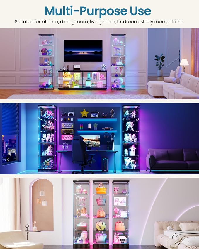 Lvifur 67''H Corner Curio Cabinet - - Image 9