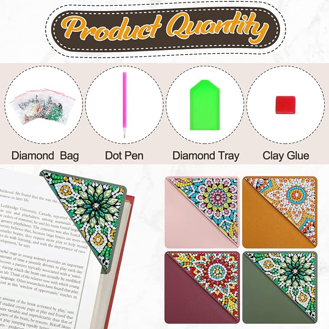 WIVICO 4 pcs Diamond Painting Bookmarks, DIY Diamond Art Kits - Image 5