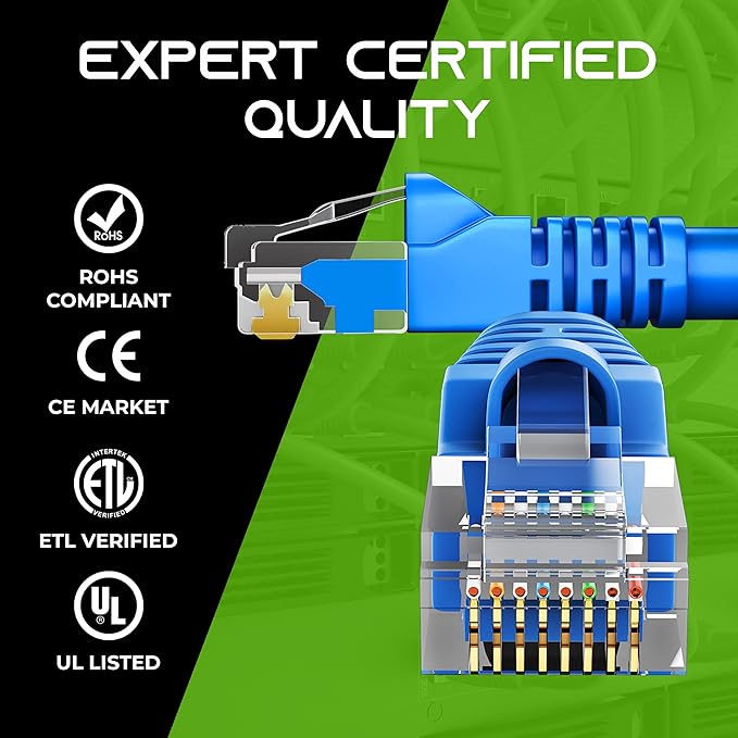 GearIT 100-Pack, Cat5e Ethernet Patch Cable 2 Feet - Snagless RJ45 Computer LAN Network Cord, Blue