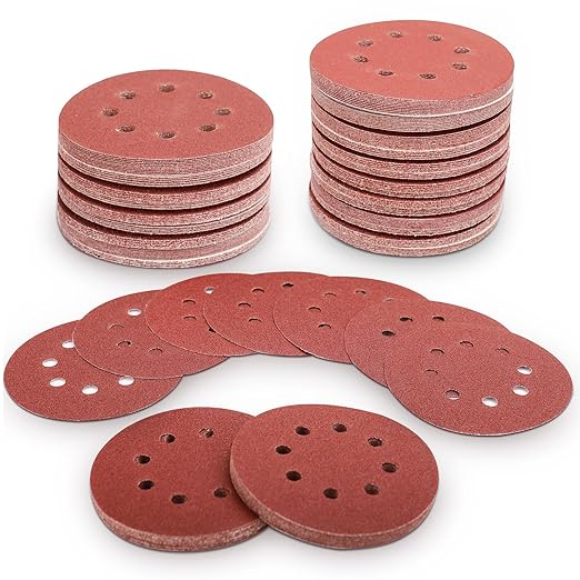 100 PCS 5 Inch Sanding Discs 100 Grit Hook and Loop Adhesive Round Sandpaper for Random Orbital Sander