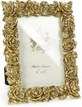 Cuspin 4x6 Picture Frame Vintage Gold Frames, Ornate Rose Flower Resin Photo by Cuspin