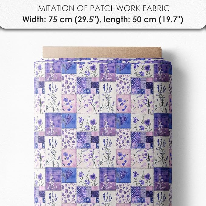 Lavender Patchwork Cotton Fabric Panel – 6 Designs + Bonus Sheet 29.5×19.6 inch - Image 7