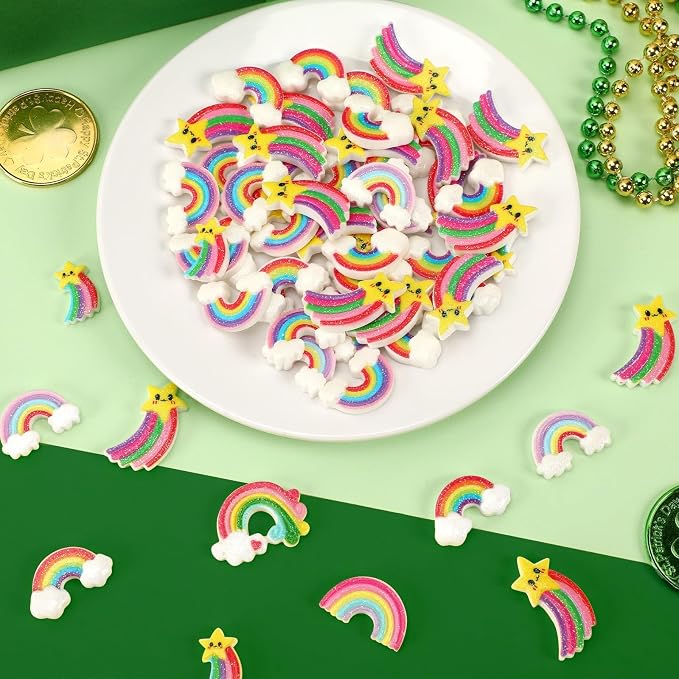 JUNEBRUSHS 80 Pcs Mini Resin Rainbow, Tiny Rainbow Themed Ornaments 8 Styles - Image 5