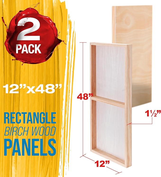 U.S. Art Supply 12" x 48" Unfinished Cradled Wood Panels - Image 2