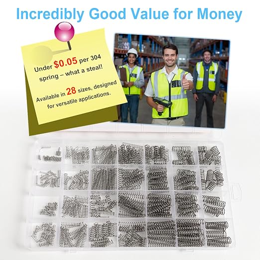 390-Piece Compression Spring Assortment Kit, 28 Sizes Small Springs Set - Image 4