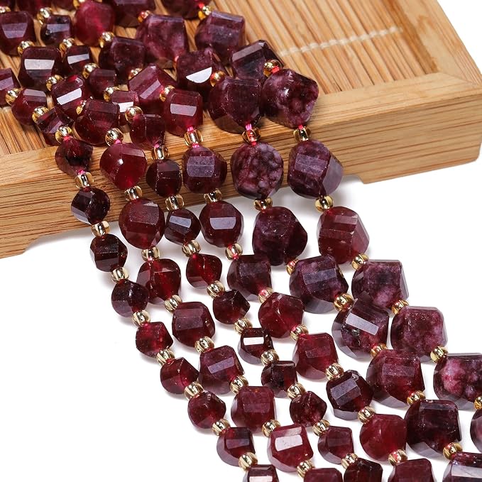 34pcs Natural Garnet Stone Beads - Image 3