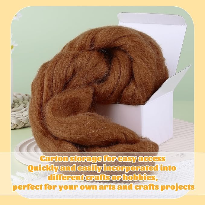 3.53oz Wool Roving, Wool Felting Supplies, Pure Wools, Chunky Yarn, Spinning - Image 8