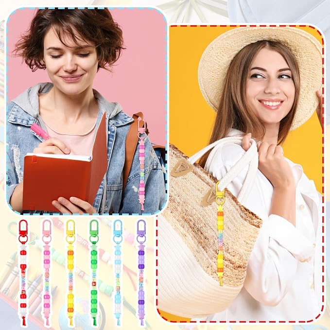 Suncalla 984 Pcs 24 Set Back to School Keychain Making Kit DIY Bead Craft | - Image 4