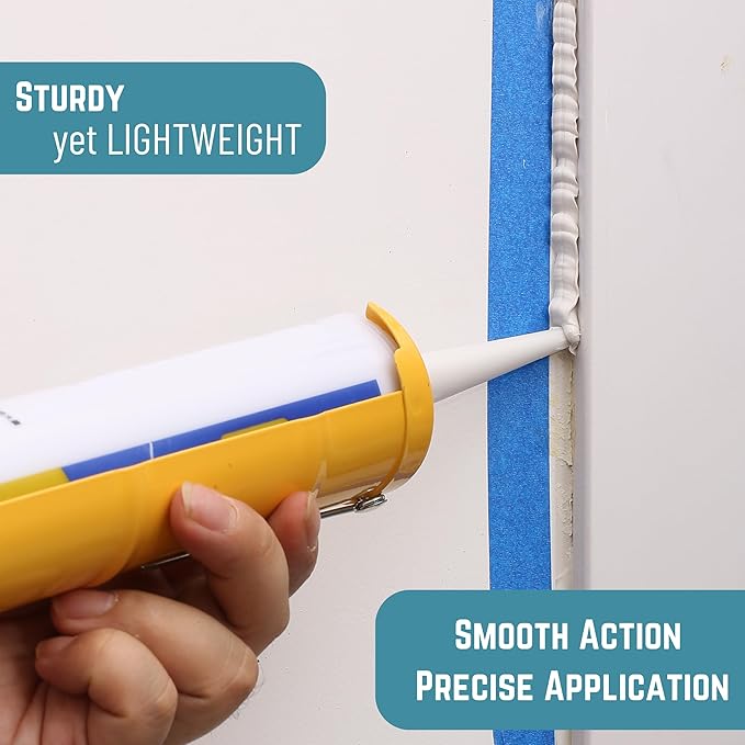 Bates- Caulking Gun, 10:1 Thrust Ratio, Yellow, Caulking Tool Gun, Caulk Gun No Drip, Hand Caulking Guns, Silicone Gun, Caulking Gun Tool, No Drip Caulk Gun, Caulk Guns, Caulking Gun Dripless