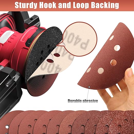 400 Grit 5 Inch Sanding Discs Hook and Loop Sandpaper, 150 PCS 8 Hole Adhesive Fine Sand Paper for Random Orbital Sander