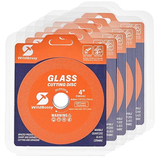 Glass Cutting Disc 4 Inch (5PCS) for Angle Grinder with 7/8" Arbor Hole, 0.039" Ultra-Thin Saw Blade Wheel Polishing Diamond Cutting Disc for Glass, Jade, Wine Bottles, Tile, Ceramic, Marble