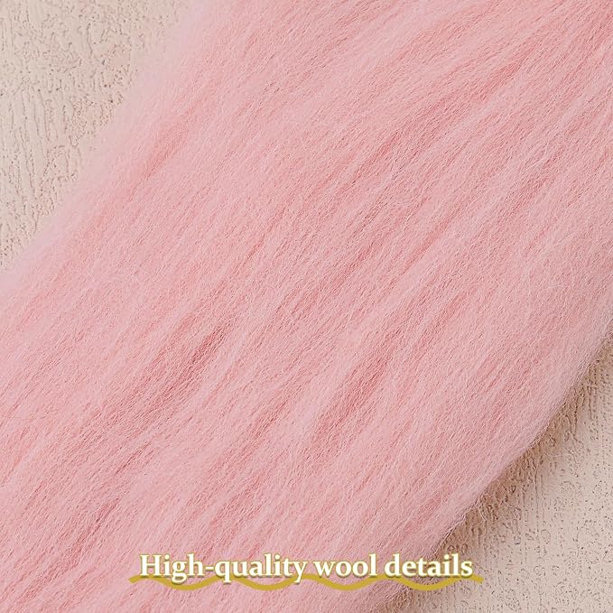 QMNNMA 14.1oz Wool Roving, Needle Felting Wool, Felting Supplies-Light Pink | - Image 2