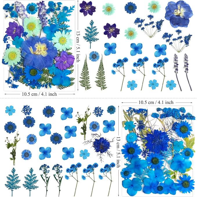 MIKIYA 94Pcs Blue Dried Pressed Flowers - Image 5