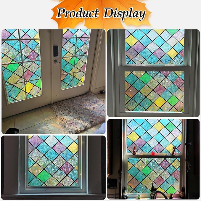 Bloss Stained Glass Window Film, 3D Rainbow Windows Privacy Film, Decorative - Image 6