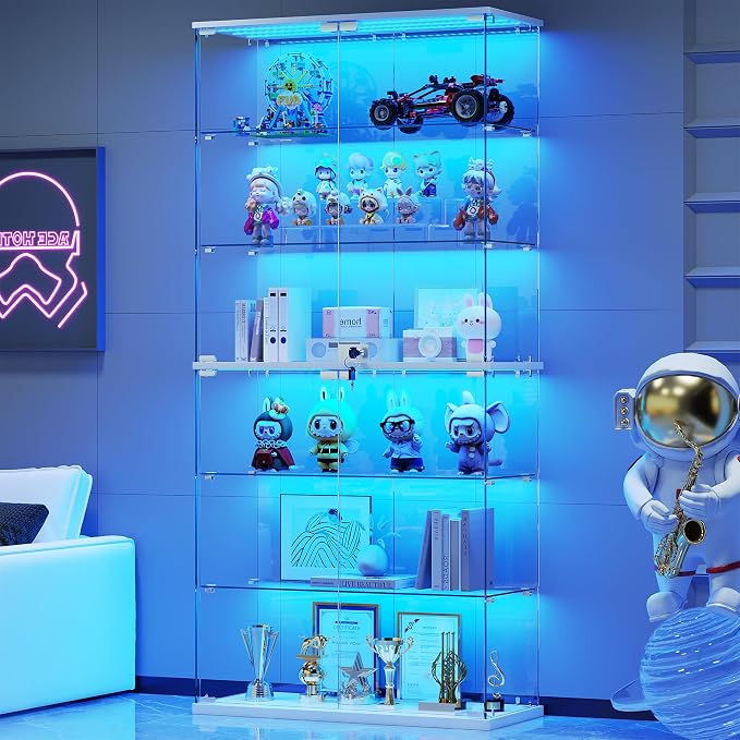 Dystler 6-Tier Glass Display Cabinet, RGB LED Lights - Image 8