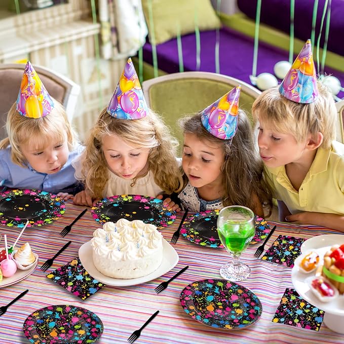 Neon Party Supplies for 24 Guests Neon Plates and Napkins Tableware Set Glow - Image 7